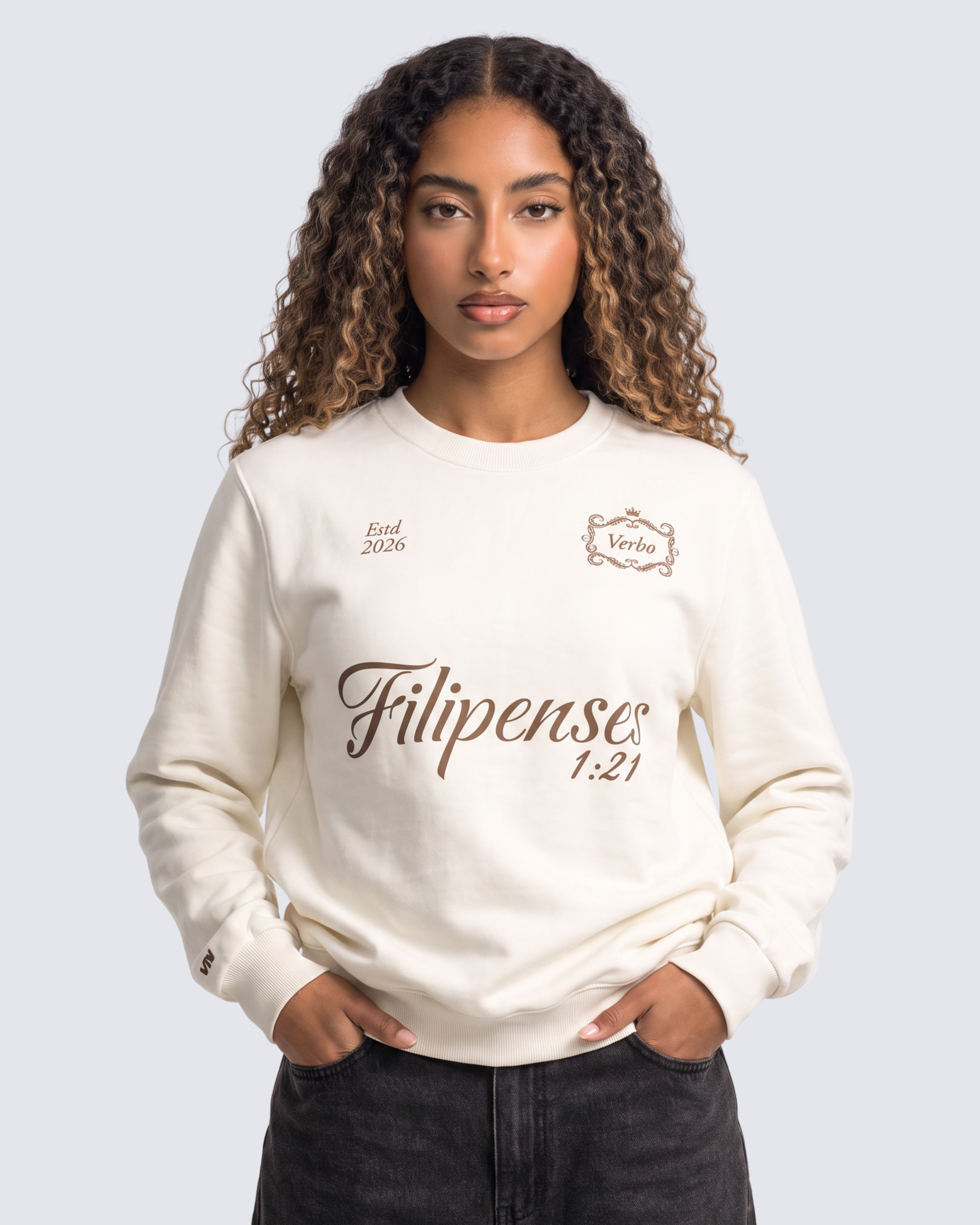 Moletom Gola Careca OffWhite - Filipenses 1:21