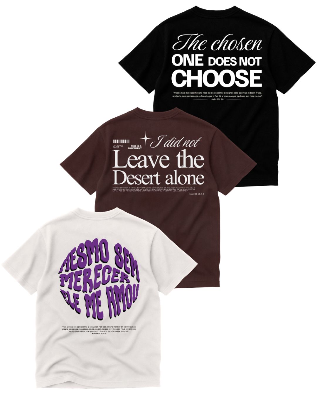 Kit 3 Camisetas Oversized - Ele me amou, Desert e The Chosen