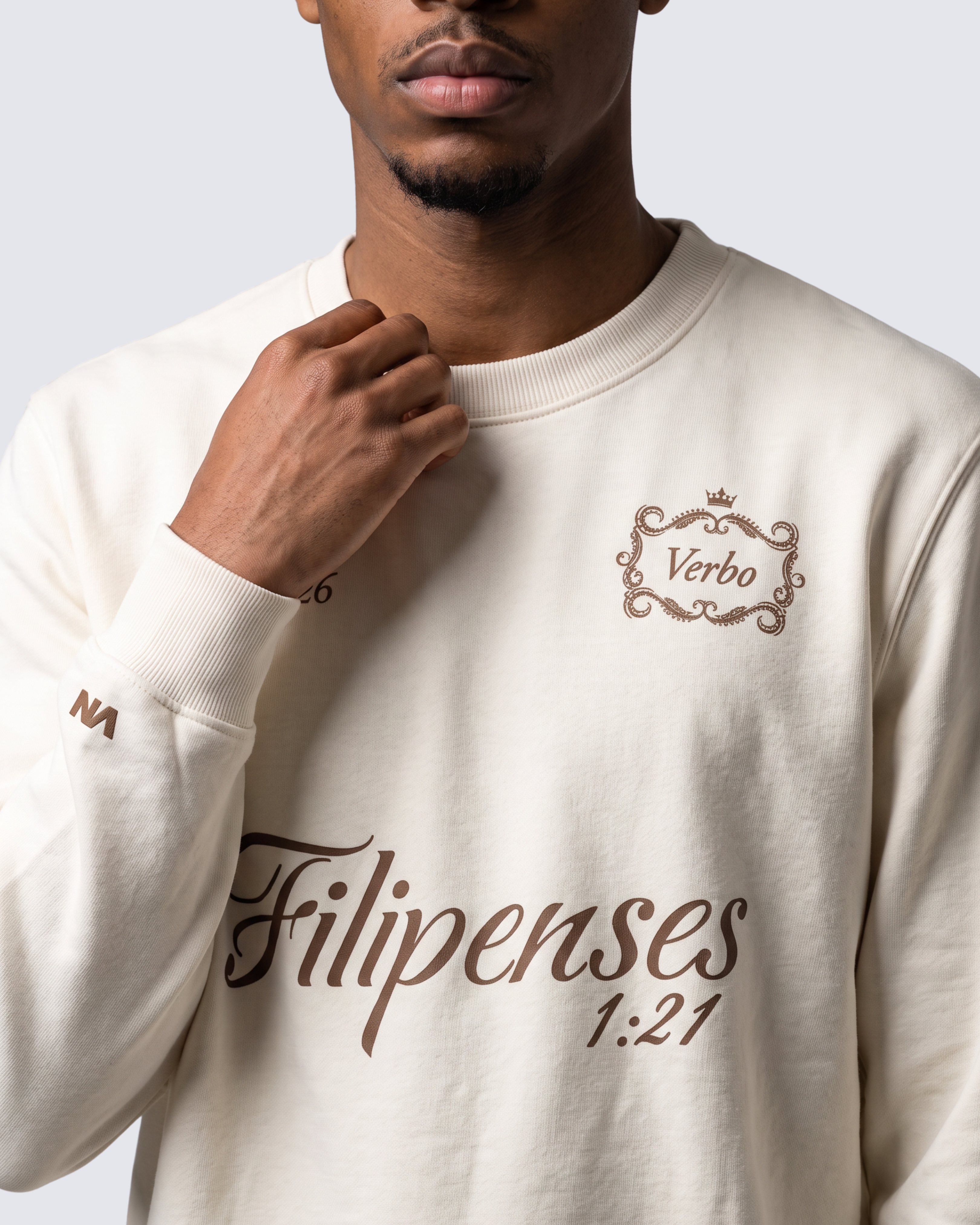 Moletom Gola Careca OffWhite - Filipenses 1:21