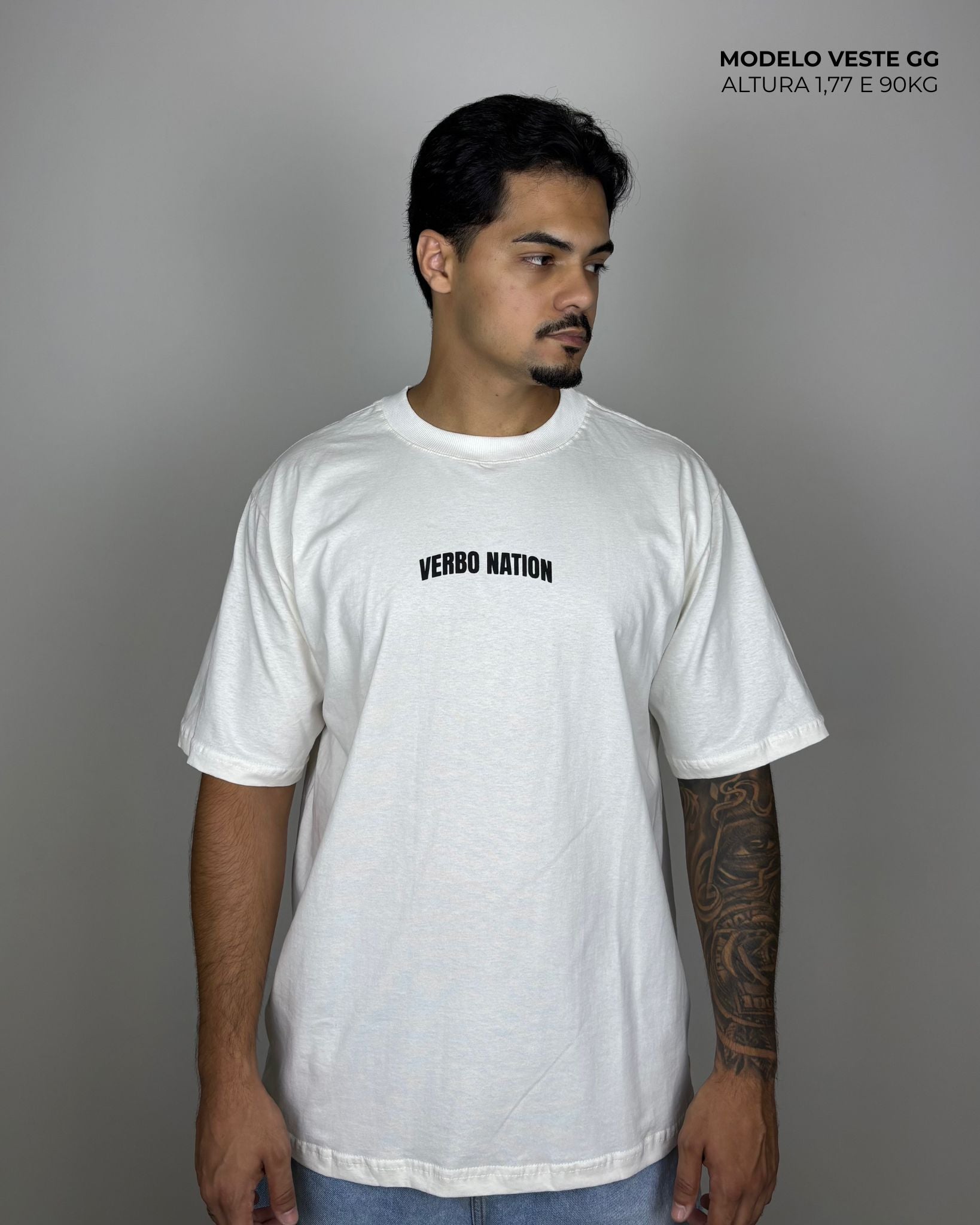 Camiseta Oversized - Jesus Began (OffWhite)