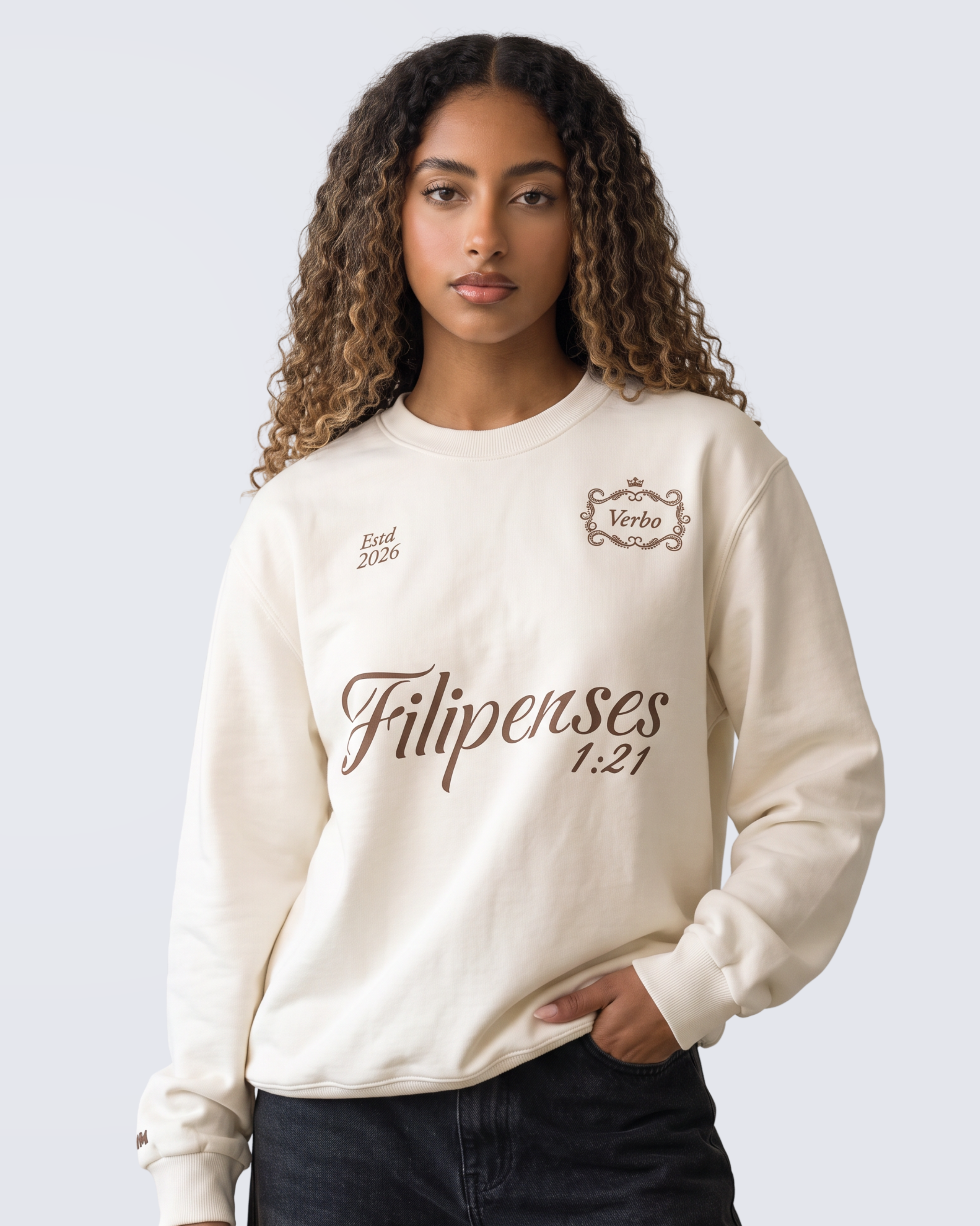 Moletom Gola Careca OffWhite - Filipenses 1:21
