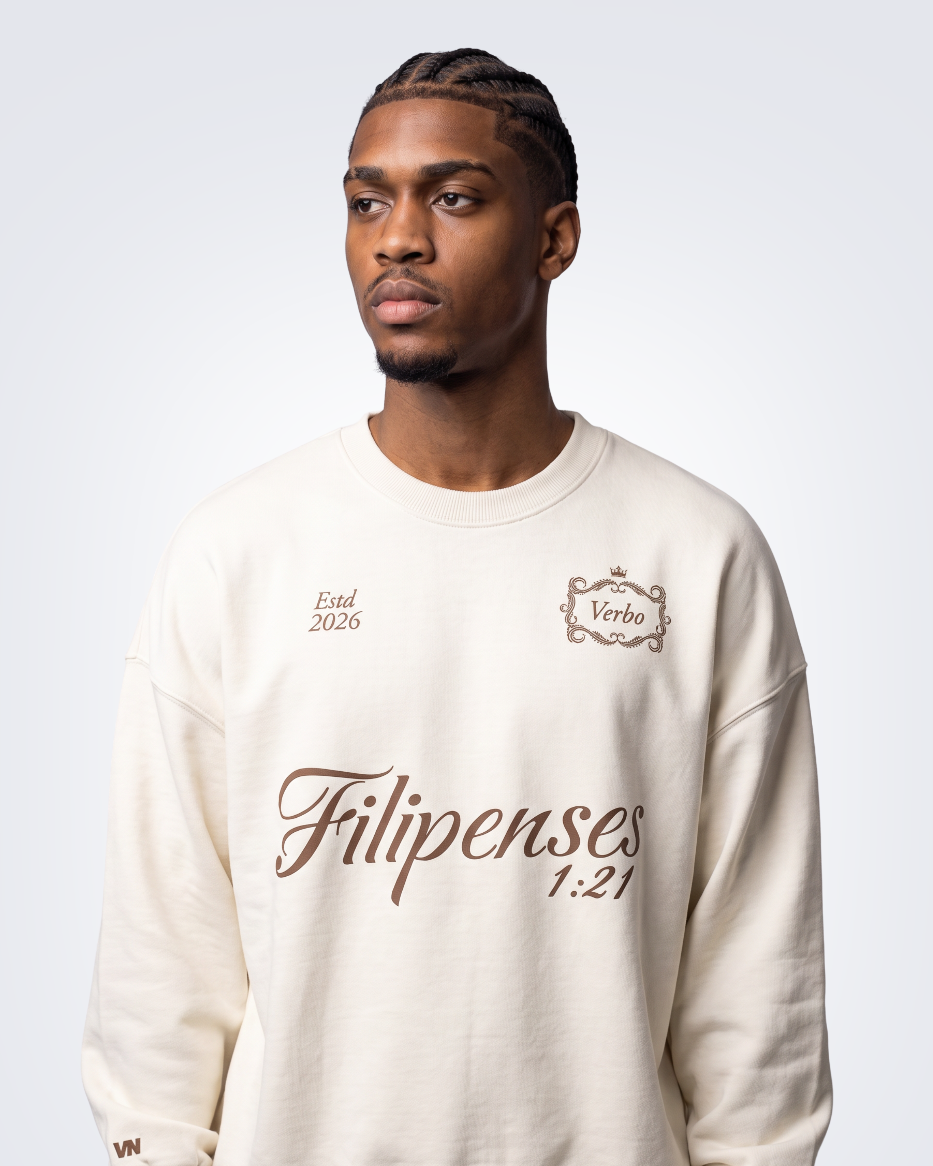 Moletom Gola Careca OffWhite - Filipenses 1:21