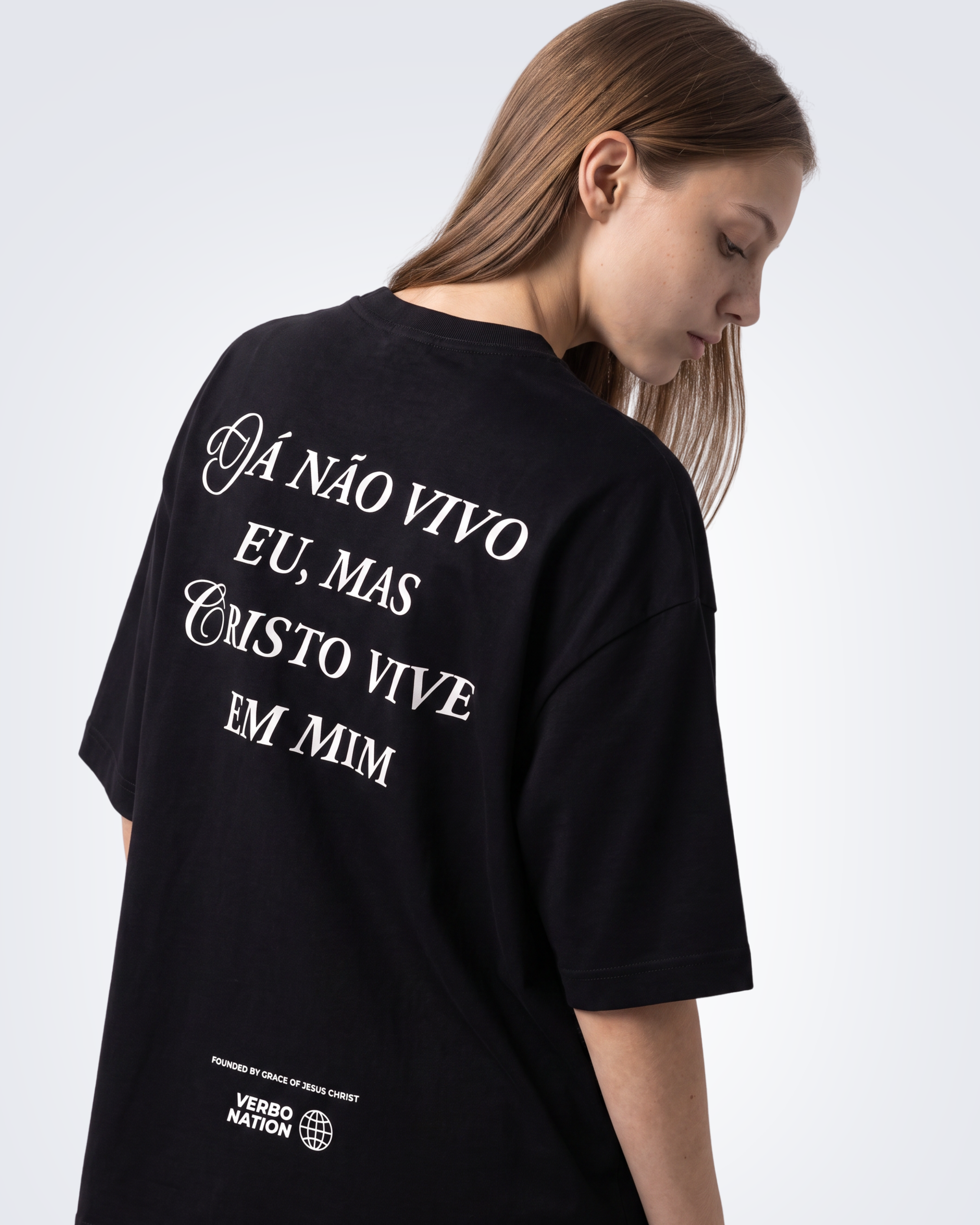 Camiseta Oversized Preta - Gálatas 2:20