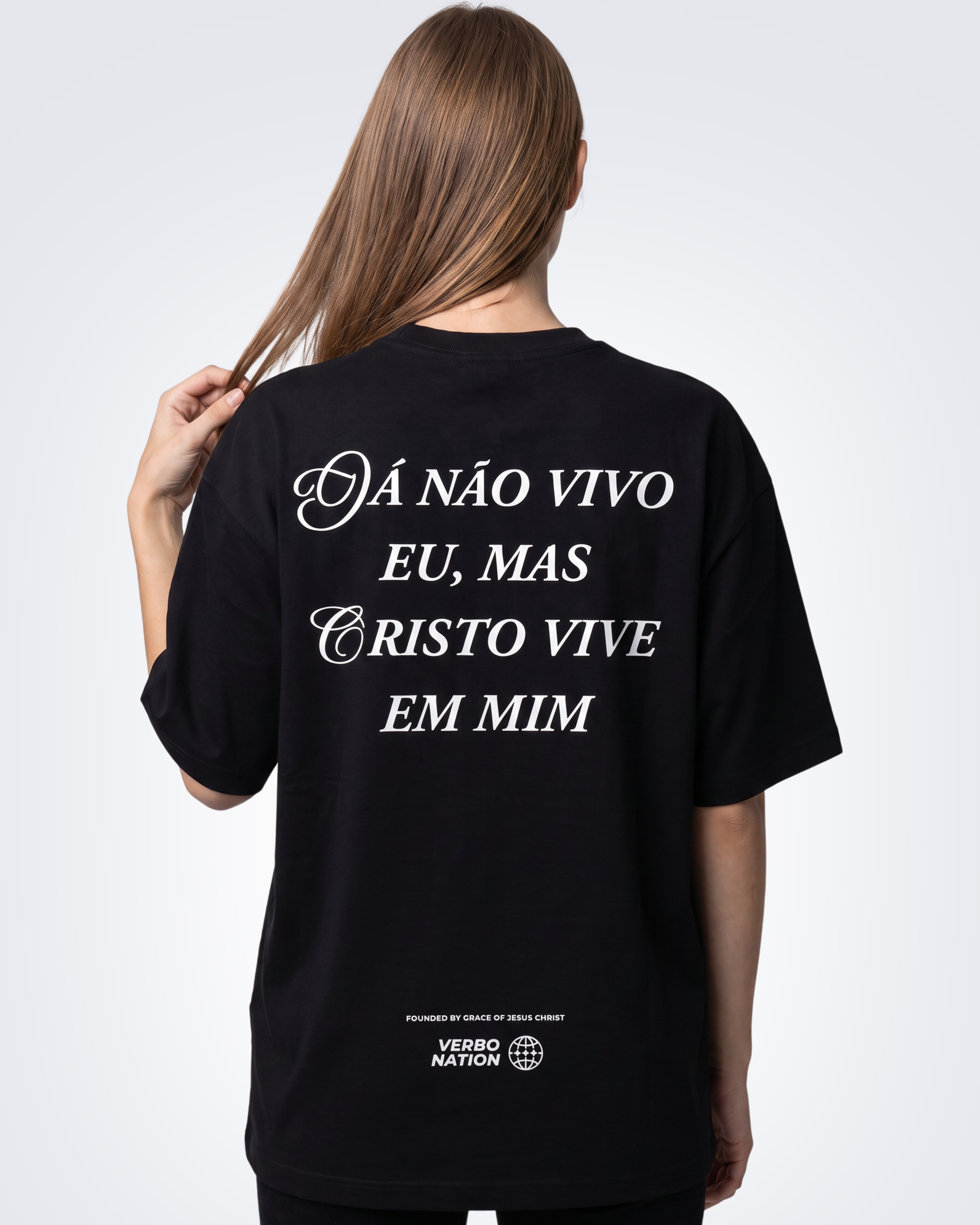 Camiseta Oversized Preta - Gálatas 2:20