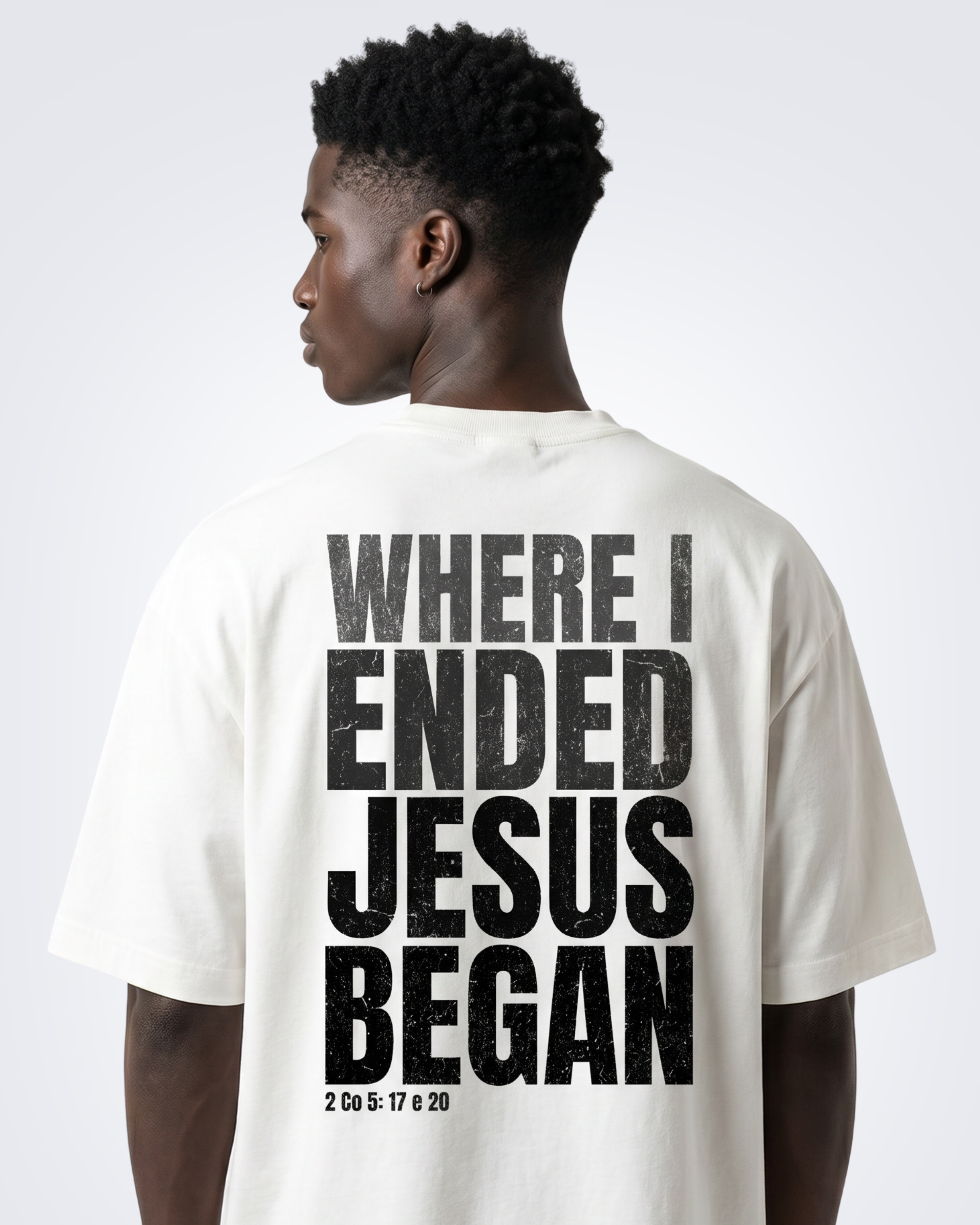 Camiseta Oversized - Jesus Began (OffWhite)