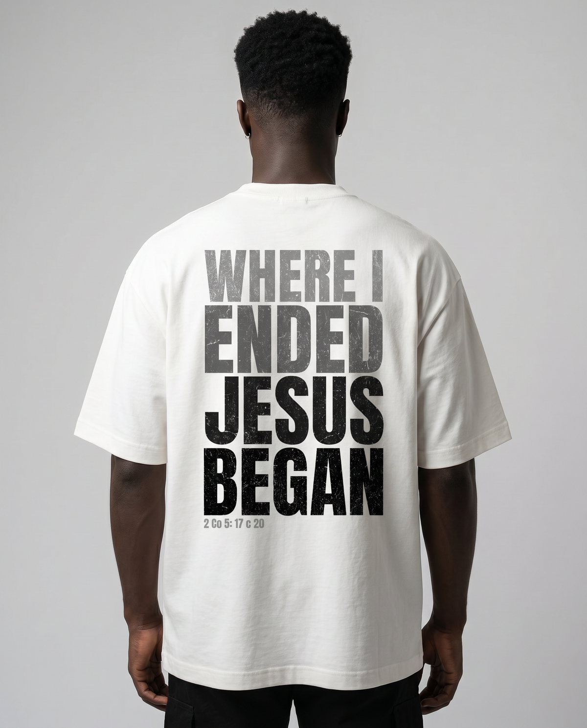 Camiseta Oversized - Jesus Began (OffWhite)