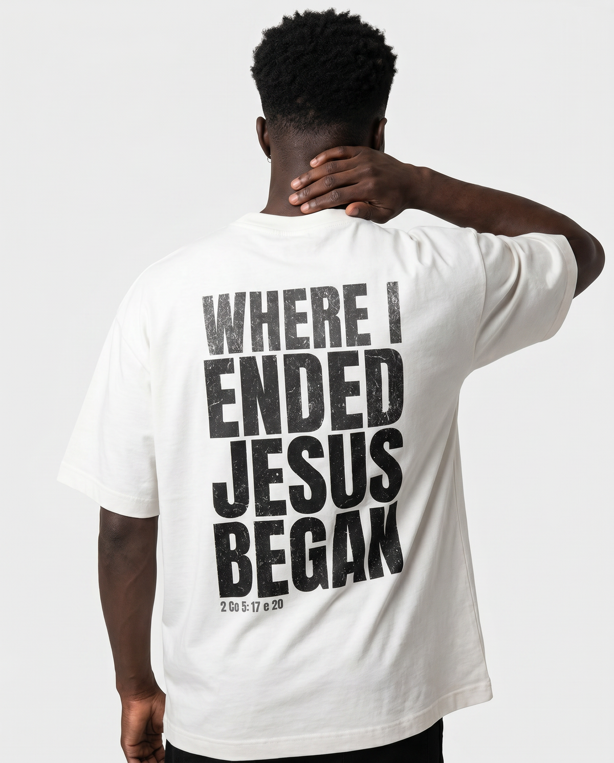 Camiseta Oversized - Jesus Began (OffWhite)