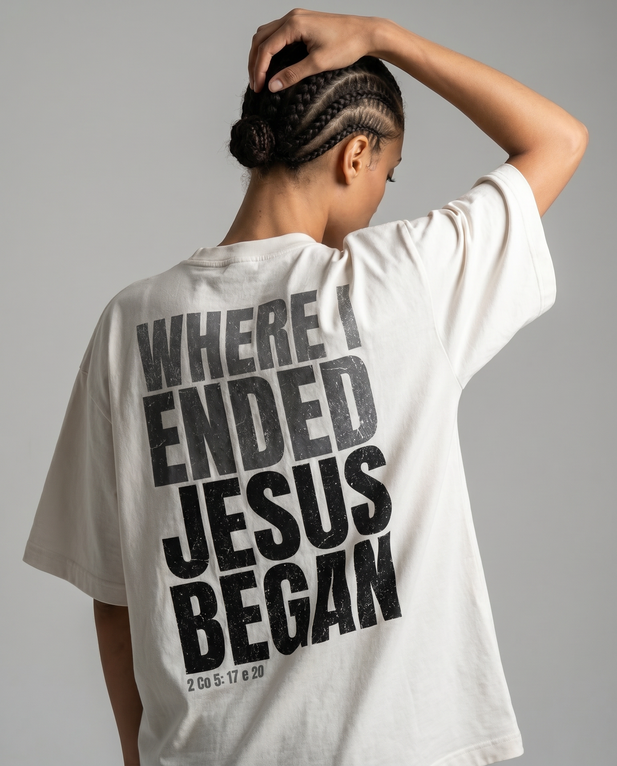Camiseta Oversized - Jesus Began (OffWhite)