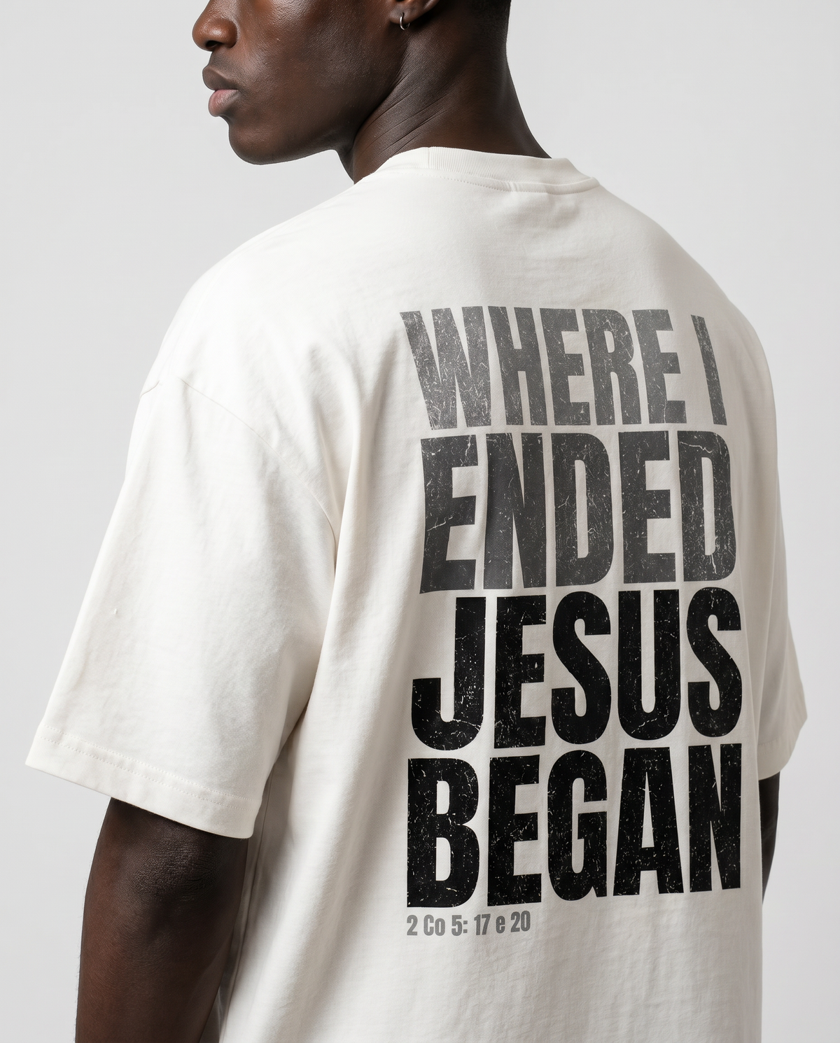 Camiseta Oversized - Jesus Began (OffWhite)